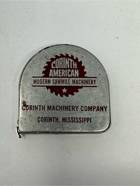 Vintage Mini Lufkin Advertising Tape Measure Corinth Machinery Co. Mississippi